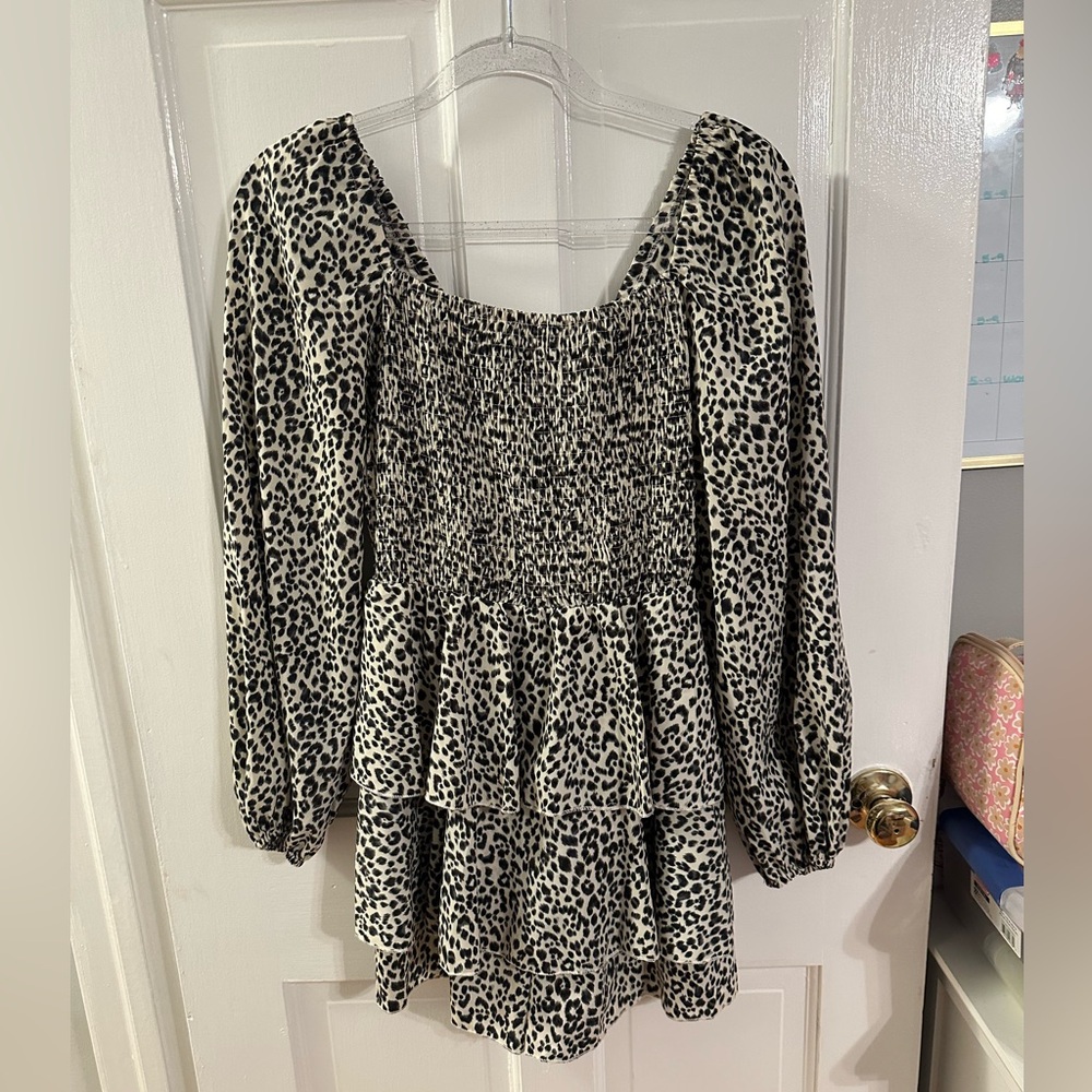 Cheetah Print Long Sleeve Romper